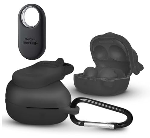 Galaxy Buds Pro2 Case With SmartTag2 Holder Tracker for Buds2/Live, Android Airtag, Samsung SmartTag Tracker (Black)