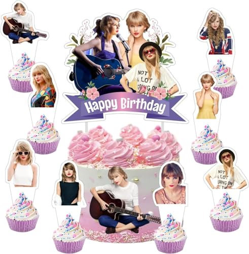 25 Pcs Singer Taylor Cake Toppers, Taylor Cake Decorations, Taylor Cupcake Toppers, Taylor Birthday Party Decorations Supplies
