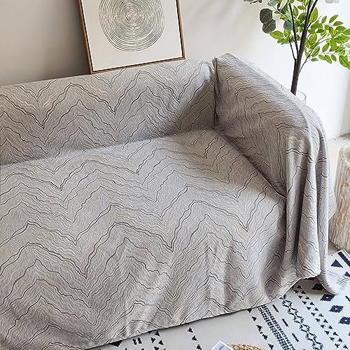 Bishilin Sofabezug Ecksofa Universal, Couchbezug 1 Sitzer Nordisch Grau mit Wellen Motiv 180x180CM Überwurf Sofa Chenille