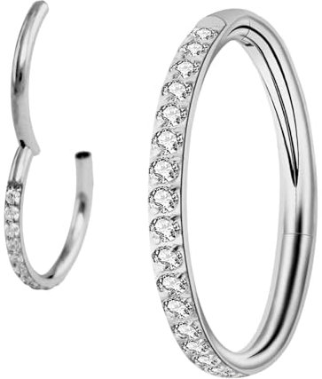 Medinah 16G Titanium Nasenpiercing Septum Piercing – Universal Scharniersegment für Septum, Nase, Lippe, Ohr – Gauge 1.2mm – Durchmesser 6-14mm (1,2 mm Stabstärke | 14 mm Innendurchmesser, Silber)
