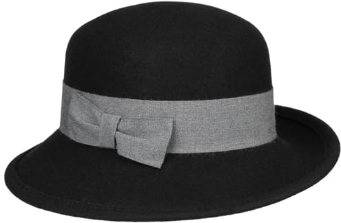 Mayser Valerie Hut Walkstoff mit Schleife Made in EU Damen Herbst Winter schwarz One Size