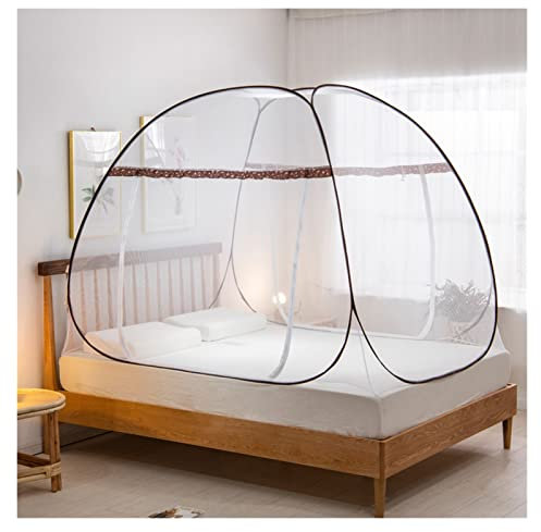 Doppelbett Pop-Up Moskitonetz Zelt mit Doppeltür Reißverschluss, tragbares Reisnetz für Schlafzimmer - freistehend & geeignet für entspannten Schlaf