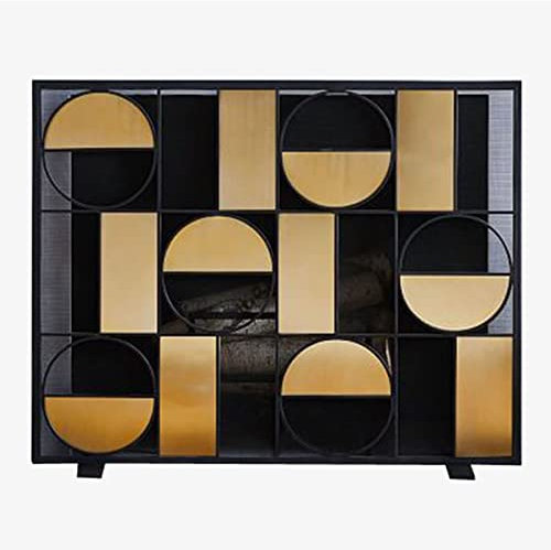 ASumPio Funkenschutz Im Retro-Stil, 97 X 77 cm, Großer Kaminschirm, Standgitter Für Wohnzimmerherd/Holzofen, Schmiedeeisernes Maschendraht-Finish,