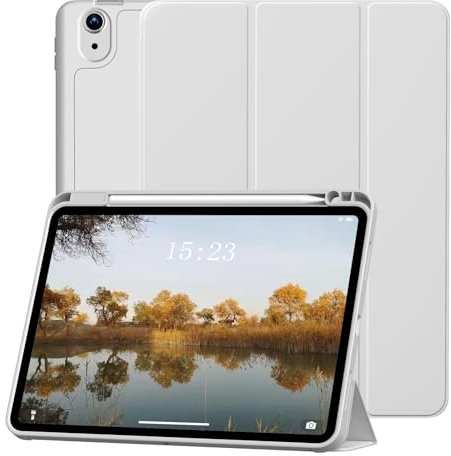 MUDROCK Hülle für iPad Air 11 Zoll M3/M2 2025 2024, iPad Air 5./ 4. Generation Hülle 10,9 Zoll 2022 2020 mit Stifthalter, Unterstützt Pencil Laden, Automatischer Schlaf/Aufwachen, Grau
