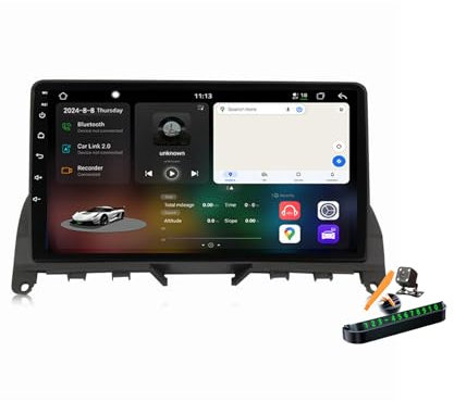 YLOXFW M6 pro plus3, Autoradio Android 14.0 Navi 2 DIN Stereo für B-ENZ C-Class 3 W204 S204 2006-2011 Sat GPS Navigation 9 Zoll Cartablet DVD Multimedia Player FM BT mit Carplay 4G 5G WiFi DSP SWC