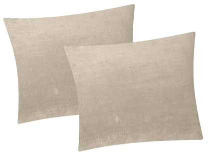 2er Set Fleece Winter Kissenbezug in 40x40cm - Beige - flauschig weich und warm, Kissenhülle, Doppelpack, Kuschelig (W-40x40cm-Beige)