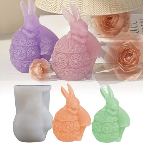 TREABEAR Silikonformen Gießformen osternhase, Silikonformen Kaninchen-Osterei, Formen Für Gips Gießen, Silikon Formen Zum Gießen, Kerzengießform, Kaninchen Kerzengießformen