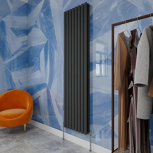 Vertical Oval Column Radiator Anthracite 1800x472mm Double panel for Bathroom/Hall/Kitchen Central heating Radiator