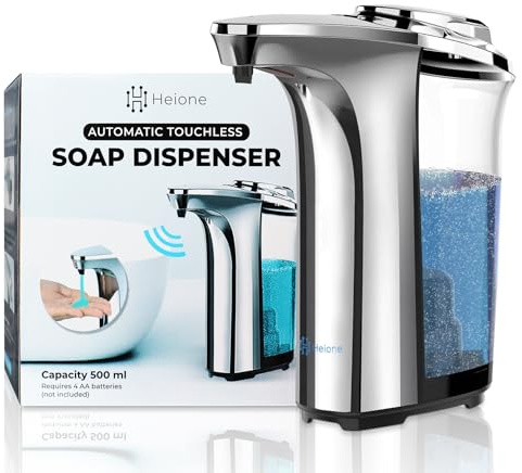 Heione Automatic Soap Dispenser Touchless, Silver Glossy Finish