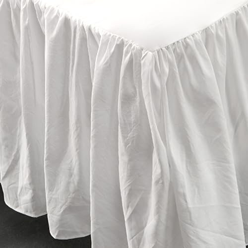 Gohytal Cache-sommier élégant 140 x 200 cm avec volants Hauteur 45 cm Cache-sommier à enrouler - Blanc