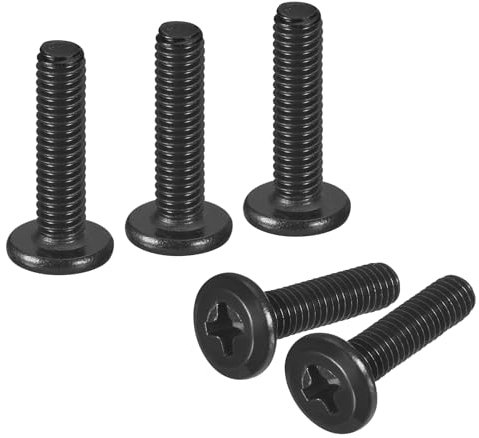 sourcing map 20 tornillos de cabeza redonda plana M4-0.7 x 16 mm, tornillo de máquina Phillips de acero inoxidable 304, rosca completa, óxido negro