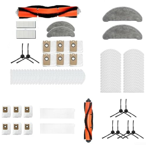 Essential Ersatzteile für imou L11 Staubsauger Seitenbürsten, Rollenbürste und Wischtücher (2 Filter)