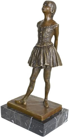 Bronzefigur „Ballerina“ | Art Nouveau Skulptur nach Edgar Degas | Echte Bronze, patiniert, auf Marmorsockel | Signierte Statue für Innen- & Außenbereich | Höhe 38 cm, Breite 18 cm, Tiefe 13 cm