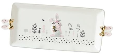 Vaguelly Piatto Coniglio Oro Rosa stoviglie Piatti da portata decorativo vassoi per per mangiare tortiera piatto da portata dei cartoni animati piatto dei cartoni animati porcellana