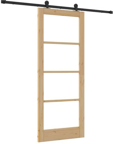 Puerta Corredera vidaXL con Juego de Herrajes 'ORKDAL'Madera Maciza y Vidrio
