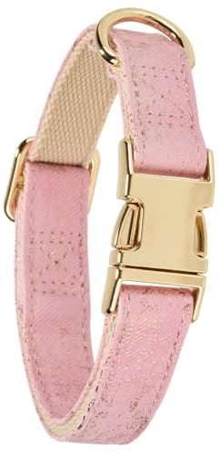 YUDOTE Weiches Hundehalsband aus Glitzer-Kunstleder, Mit Baumwollpolster für kleine Hunde mit empfindlicher Haut, Rosa