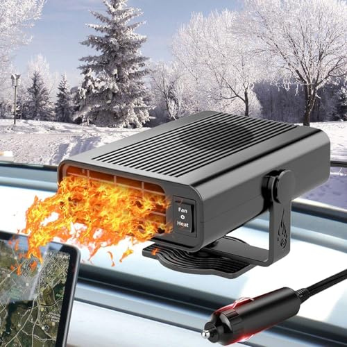 Riscaldatore per Auto, 12V 120W Riscaldamento e Raffreddamento Rapidi per Parabrezza Auto, 2 in 1 Riscaldamento Auto/Ventola di Raffreddamento con Accendisigari, per Auto, Caravan, Camion