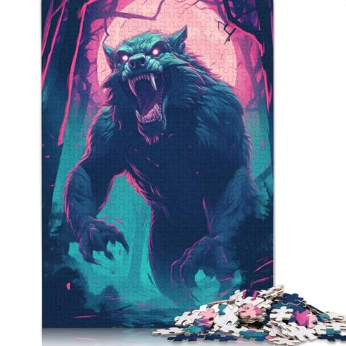 Werewolf Puzzle 1000 Teile für Erwachsene, quadratische Holzpuzzle, einzigartige Teile, Lernspiele, Spaß, Spielzeug, 1000 Teile (75 x 50 cm)