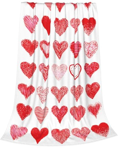 Valentinstag Liebesherzen Überwurfdecke, weiche leichte Flanelldecke, Hochzeitsjubiläums-Geburtstagsgeschenke für Freundin Ehefrau, Anti-Pilling-Decken für Bett Sofa Couch Stuhl, 200X150 cm