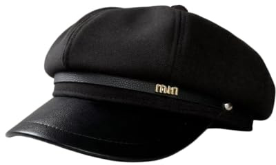 Women’s PU Leather Brimmed Baker Boy Hat Classic Newsboy Cap Ladies 8-Panel Peaked Flat Caps Gatsby Style Hat Retro Woolen Visor Berets British Painter Hats