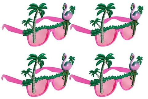 STOBAZA 4er-pack Hawaii-flamingo-brillen, Lustige Kokosnussbaum-brillen, Tropische Party-sonnenbrillen für Luau, Strand, Pool, Tanz Und Kostümpartys