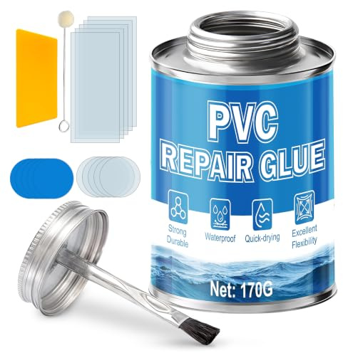 170g Colle Neoprene, Colle PVC Piscine, Colle PVC pour Bateaux Gonflables | ColleNeoprene Extra Forte, Comprend Outils De Réparation, Transparent Imperméable, Prise Rapide Convient aux Bâches et Tentes