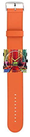 S.T.A.M.P.S. Stamps Uhr KOMPLETT - Zifferblatt Colorful Walls mit Lederarmband Classic orange