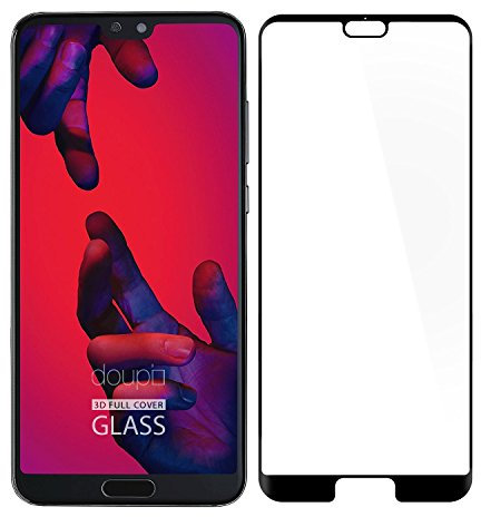 doupi FullCover Panzerfolie für Huawei P20 Pro, Preimium 9H Hartglas HD Displayschutz Anti Kratzer Glas Schutzfolie, schwarz