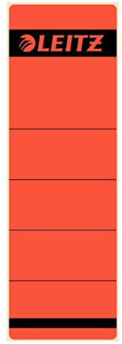 Leitz 1642 Rückenschilder für Standard-Ordner, selbstklebend, kurz, breit (Rot, 20 Stück)