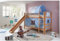 Relita Etagenbett Bill, Buche Natur massiv, mit Rutsche + Stoffset blau