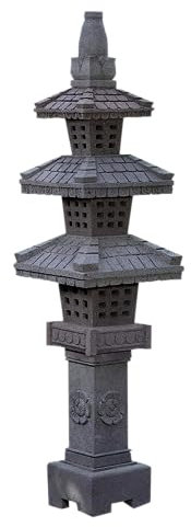 IDYL Lavastein Stein Laterne Kaiserpagoda | Höhe 200cm | frostfest | Asiatische Garten Dekoration | massives Naturprodukt | Handarbeit |Steingarten-Wege-Teich-Dekoration | schwarz