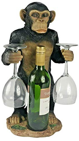 45.5cm Chimpanzee Monkey Bottle And Glass Holder Wine Rack