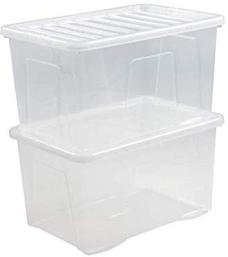 Wham Storage Boxes 60L Stackable Containers With Clip Lid Pack Of 1, Conveniently Store Your Household Items Like Toys (1, 60)