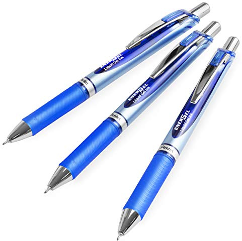 Pentel Energel BLN75 Gel-Tintenroller, einziehbar, 0,5 mm, Blau, 3 Stück