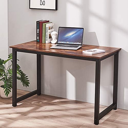 Computer Desk with Metal Frame PC Laptop Workstation Writing Table Home Office Study Gaming Office W 120 x D 60 x H 74cm (Dark Brown)