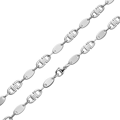 SchmuckForever Plattenkette 8mm 925 Silber massiv - Länge Wählbar - Collier Halskette oder Armband - Plättchenkette - Steigbügelkette (21)