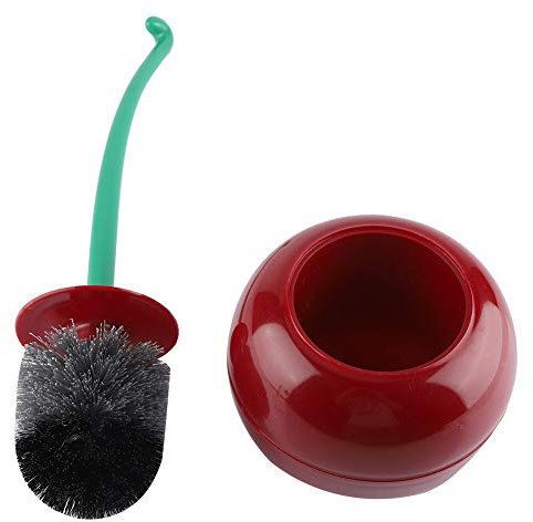 Creative Toilet Brush Lovely Cherry Shape Lavatory Toilet Brush with Holder Bowl&Long Handle(Red)