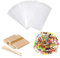 100 Piezas Transparentes Bolsas de Palopsicle/Palillo de Helado de Madera/Enlace Retorcido Bowknot, Bolsa de Hielo de Plástico Transparente Bolsas de Almacenamiento de Helados para Helados Caseros