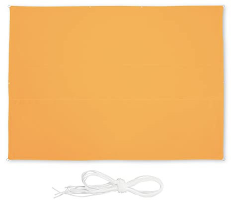 Relaxdays Sonnensegel rechteckig, 3,5 x 4,5 m, wasserabweisend, UV-beständig, mit Spannseilen, Terrasse, Balkon, gelb