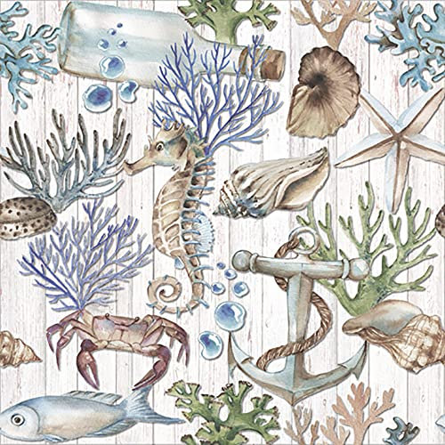 Anniversary House Tiflair PJ370019 Luxus-Servietten, Motiv: Meeresleben, 3-lagig