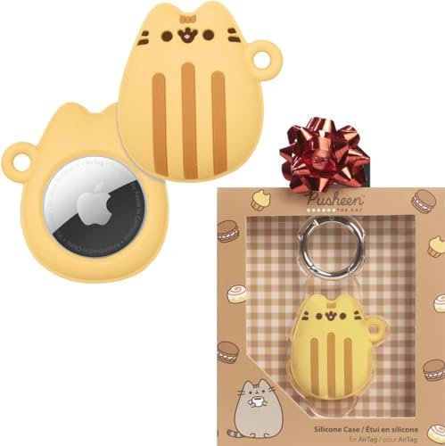 iFace Pusheen Café Series - Cover protettiva in Silicone progettata per Apple AirTags [custodia Con personaggio carino] [moschettone portachiavi Con Clip Inclusa] - Madeleine