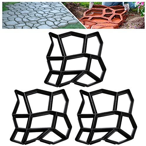 Fiqops 3 Stück Betonform DIY Pflasterform Unregelmäßig Kunststoff Gießform Schalungsform Außenbereich Trittplatten Pflasterschablone 43x43x4cm