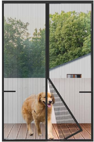 Risareyi Zanzariera Magnetica 110x220cm, Nero - Rete Rinforzata Anti-strappo, Tenda Zanzariera Porta Finestra con Magneti, per Porte d'ingresso, Anti Zanzare, Traspirante