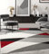 the carpet Pearl Moderner Dichter Kurzflor Wohnzimmer Schlafzimmer Teppich, Konturenschnitt, Geometrische Muster, Wellenmuster, Grau Rot, 200 x 280 cm