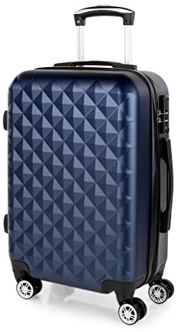 ITACA - Maleta de Cabina 55x40x20 - Maletas De Viaje Cabina Rígidas Trolley con 4 Ruedas Dobles para Avion Ligera Equipaje De Mano Candado de Combinacion TSA. Compatible Ryanair, Azul