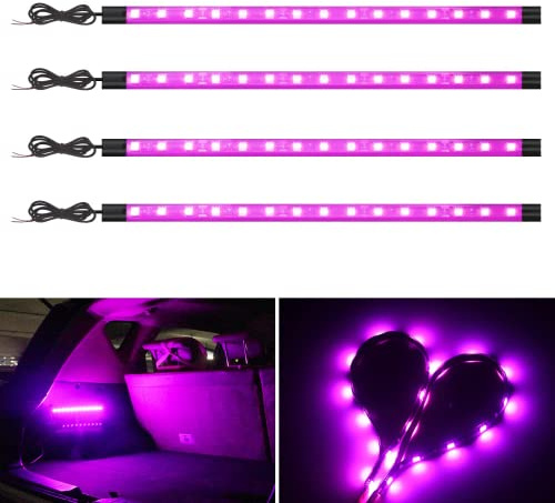 4Pcs Bande LED Intérieur 30CM 5050 15SMD Rose 12V Étanche | Convient aux motos, voiturettes de golf, bateaux et décoration intérieure automobile