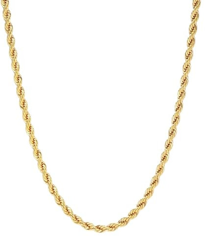 Source 18 inch 18ct Gold plated 2mm thick Braided Rope Chain Necklace