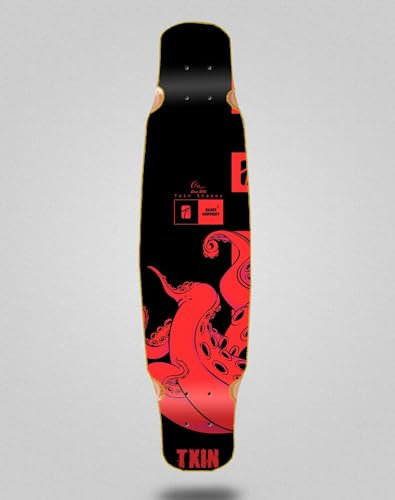 Txin Skate Skateboard Longboard Deck Mix Bamboo 46 x 9 Octopus Red