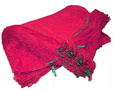 100 x Net Sacks 35 x 50 cm / 13.5 x 19.5 Max Load 10 Kg Non-Stretch with Drawstring, Raschel Bags, Mesh Sacks for Vegetables, Kindling Wood, Logs, Onion, Carrot, Potato (Maroon)