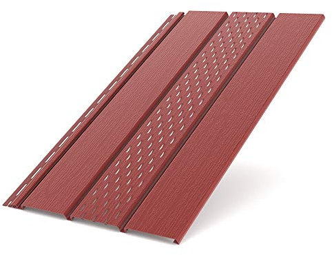 Bryza Kunststoffpaneele Rot RAL3011 1,50m Wandpaneele Deckenpaneele Innen und Außen Unterdachpaneele Dachkasten Wandverkleidung Holzoptik (Paneele perforiert 1,50x0,305m)